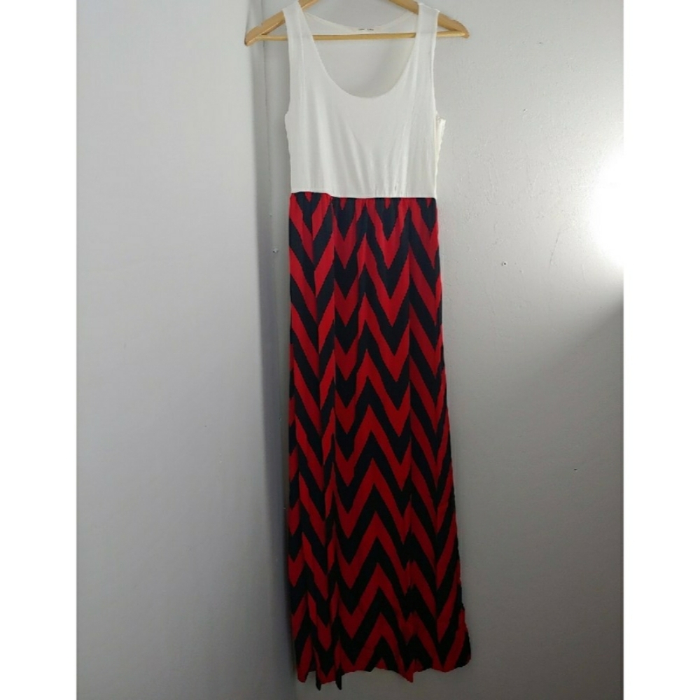 NEW Color me Red Maxi Chevron Dress